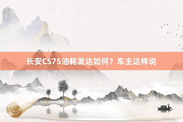 长安CS75油耗发达如何？车主这样说