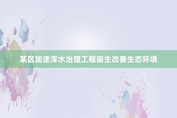 某区加速浑水治理工程诞生改善生态环境